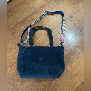 Kipling navyTote Bag with Floral Strap